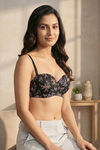 Zivame Print Paradise Padded Regular Wired 3/4th Coverage Strapless Bra - Black Floral — thumbnail 3